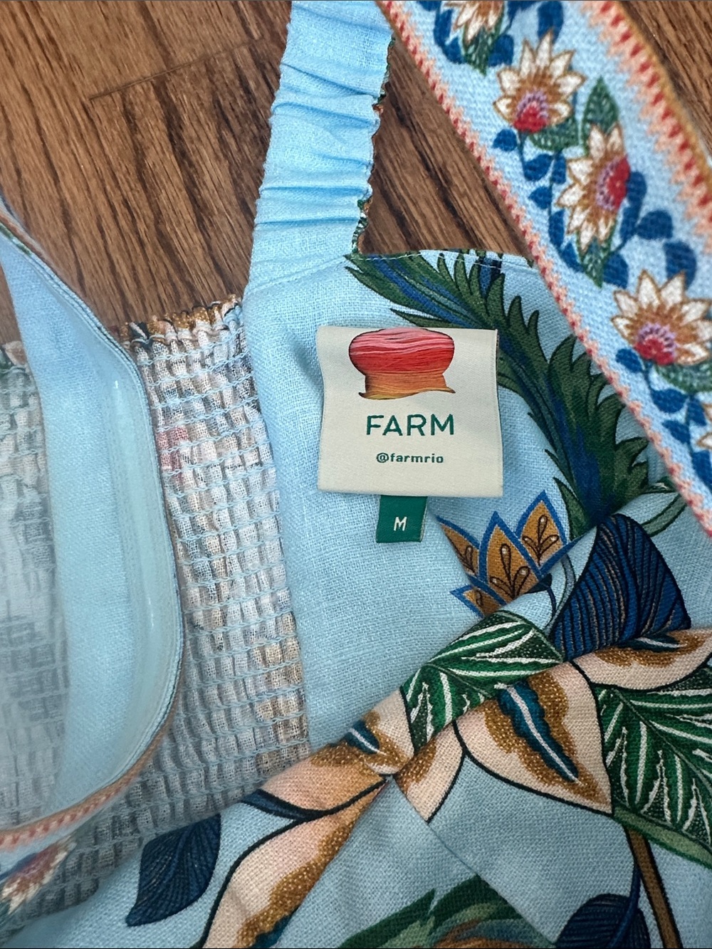 FARM Rio Sky Blue Floral Belted Romper - Picture 3 of 5